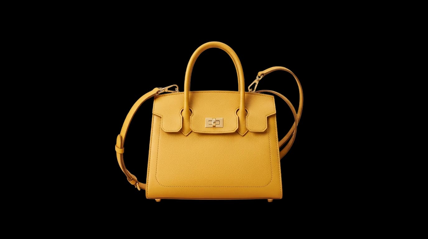 Yellow handbag before and after background removal