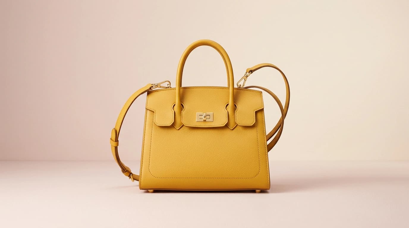 Yellow handbag before and after background removal